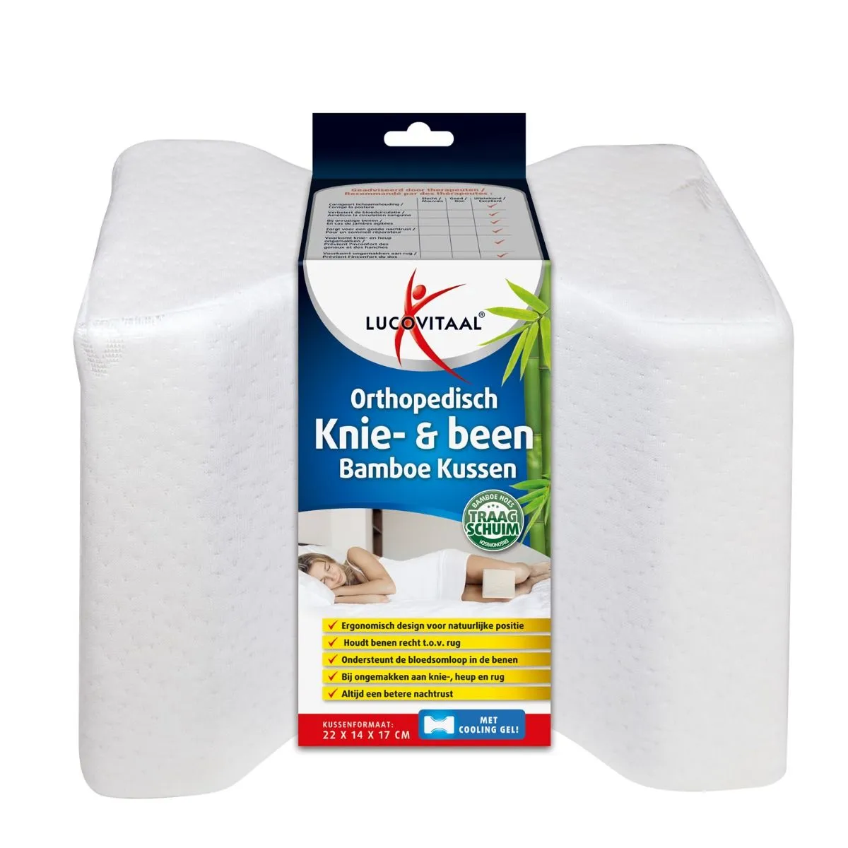 Orthopedisch Knie- & Been Bamboe Kussen - Afbeelding 2