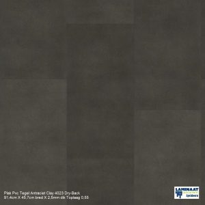 Grote Plak Pvc Tegel Antraciet Clay 4023 Dry-Back €24,95p/m2