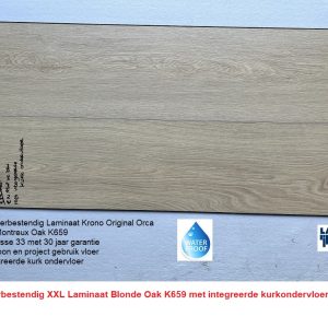 43m2 Waterbestendig XXL Laminaat Blonde Oak K659 integreerde kurkondervloer = €550