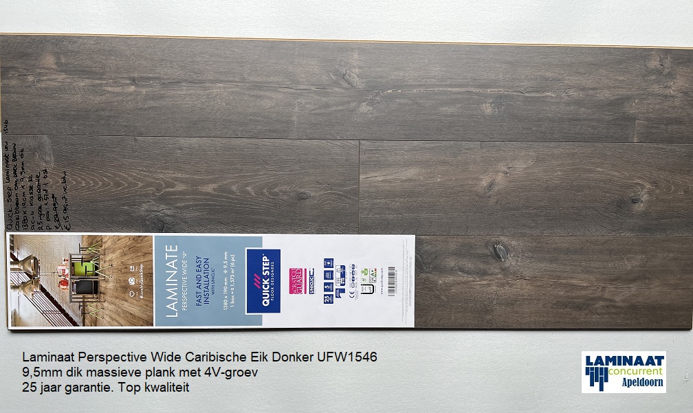 Laminaat Caribische Eik Donker 9,5mm dik met 4V-groev