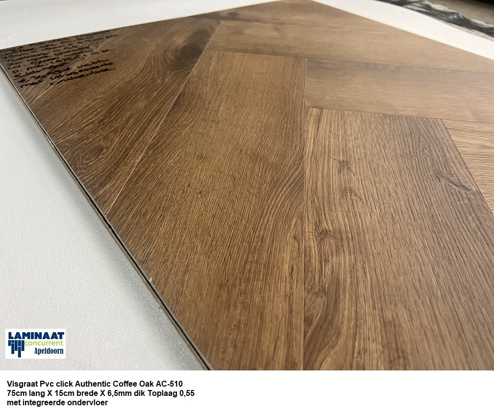 Visgraat Pvc click Coffee Oak 510 6,5mm dik met integreerde ondervloer - Afbeelding 6