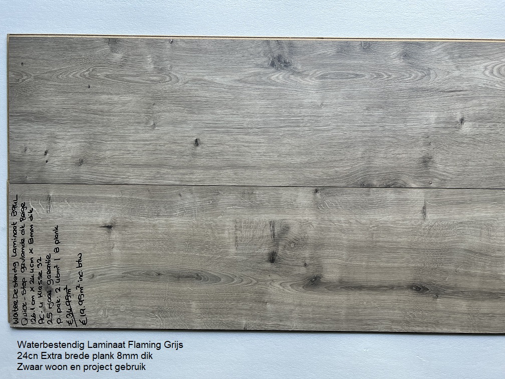 Waterbestendig Laminaat Gevlamde Eik Flaming Extra brede plank 24cm
