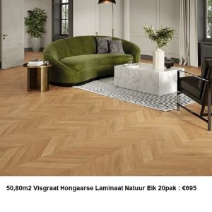 50,60m2 Hongaarse Punt Laminaat Oak Natuur Eiken 20pak €695
