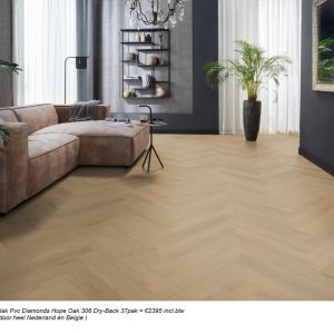 100m2 Visgraat Plak Pvc Diamonds Hope Oak 306 Dry-Back 37pak = €2395