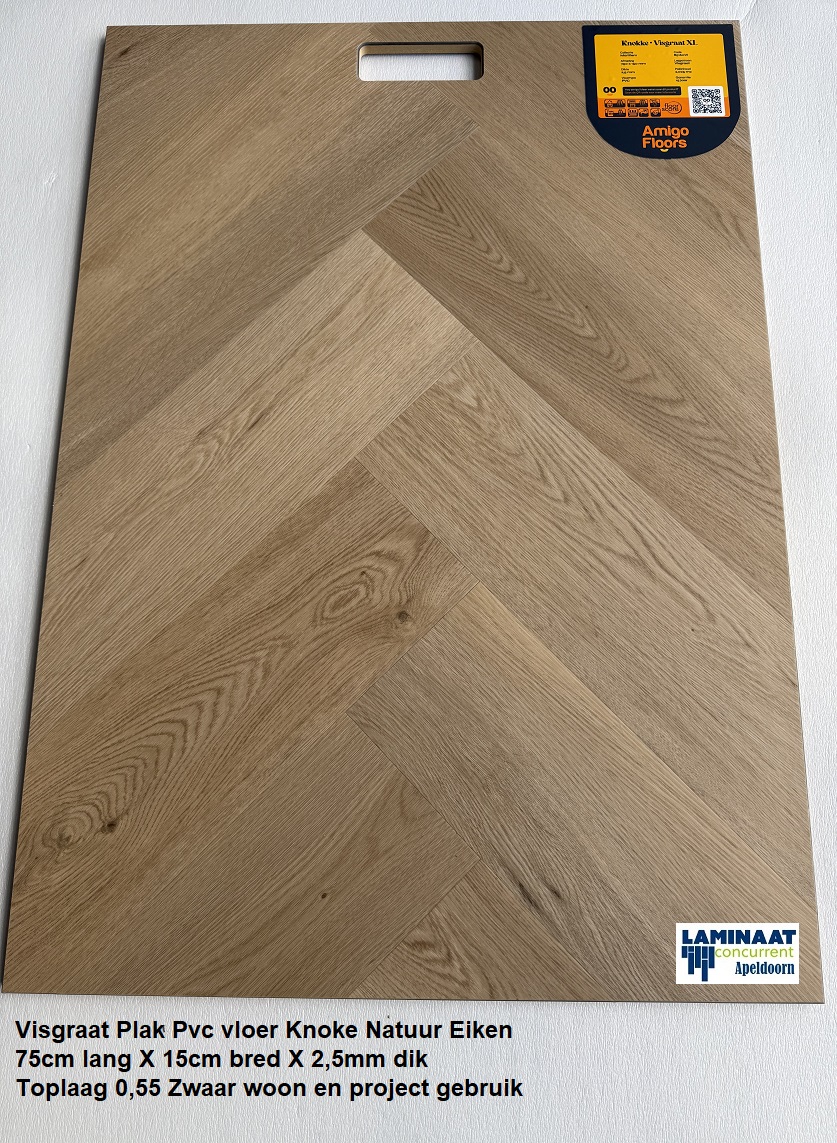 Visgraat XL Plak Pvc Knoke Natuur eik €29,95p/m2 - Afbeelding 4