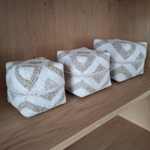 Handgemaakte kralendoos – witbeige