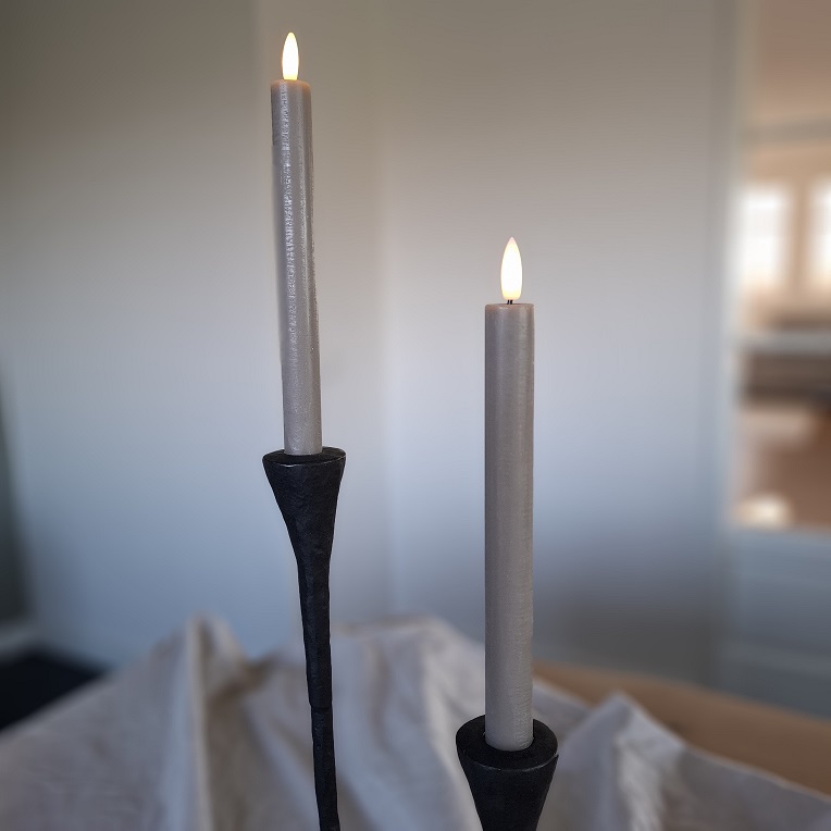 Led dinerkaarsen grijs (set van 2)- Countryfield - Afbeelding 3