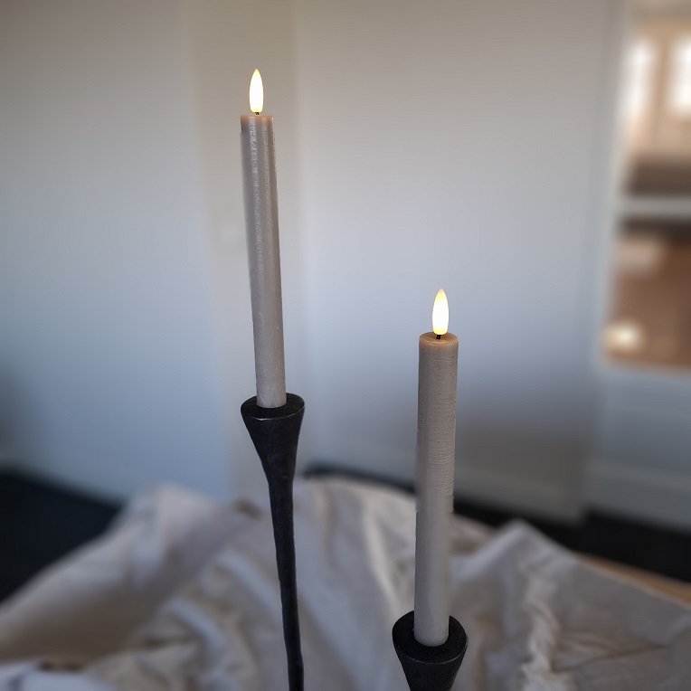 Led dinerkaarsen grijs (set van 2)- Countryfield - Afbeelding 4