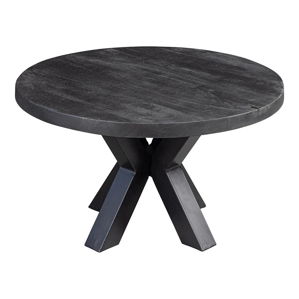 Mangohouten Salontafel Rond Tara 70 cm Zwart - Afbeelding 4