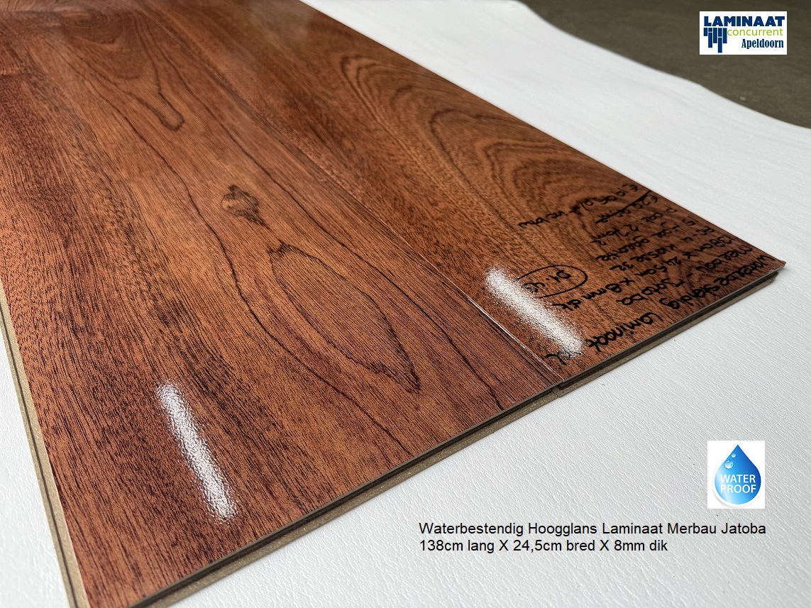 Waterbestendig XL Laminaat Hoogglans Merbau Jatoba €19,95m2 - Afbeelding 3