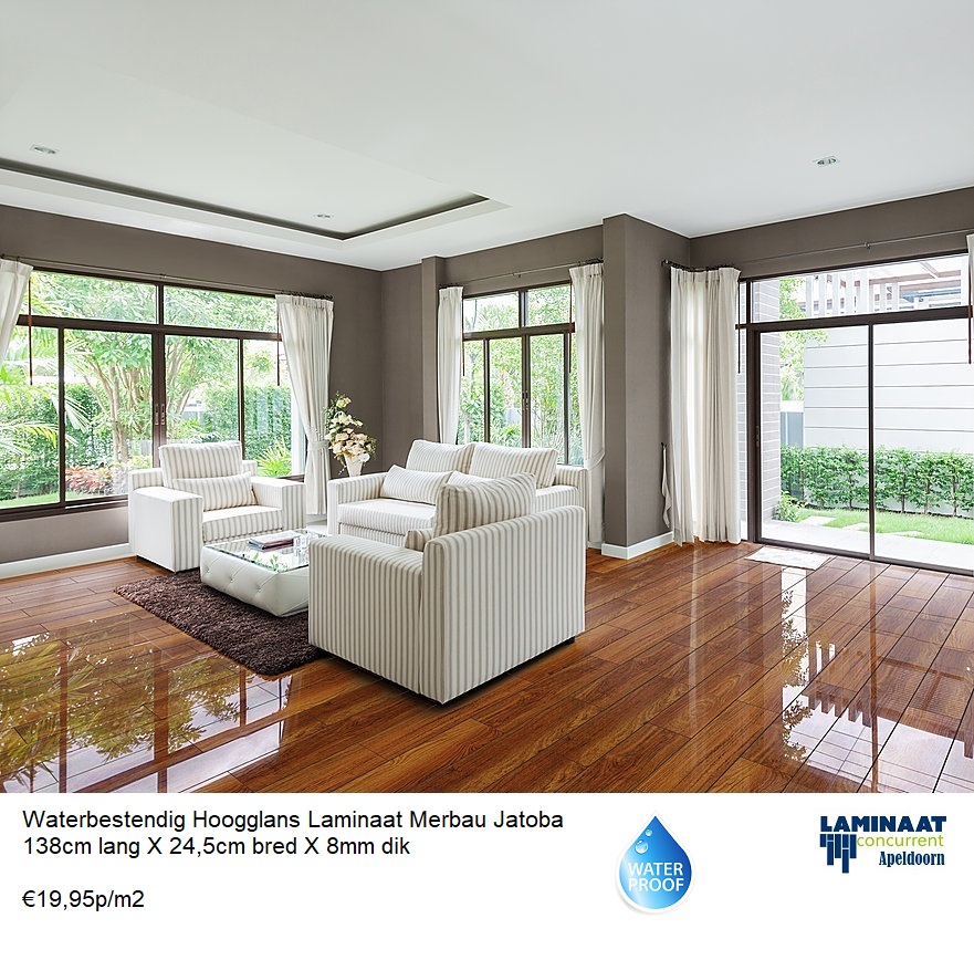 Waterbestendig XL Laminaat Hoogglans Merbau Jatoba €19,95m2 - Afbeelding 5