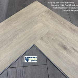 Visgraat Pvc Click Laminaat Moraine Lake + integreerde ondervloer