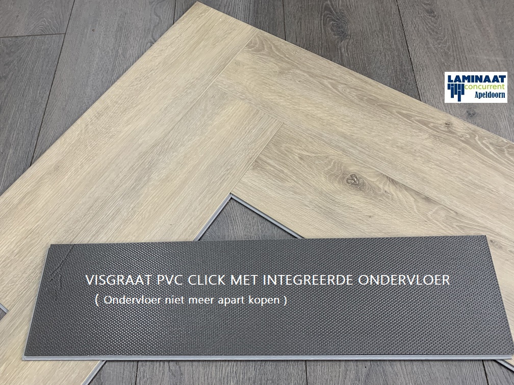 Visgraat Pvc Click Laminaat Moraine Lake + integreerde ondervloer - Afbeelding 4