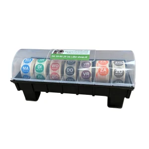 Labeldispenser zwart/transparant – 25x25mm – Incl. stickers