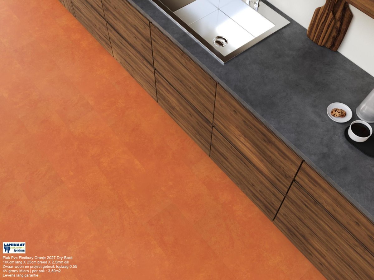 Plak Pvc Finsbury Oranje 2027 Dry-Back €31,50p/m2 - Afbeelding 5