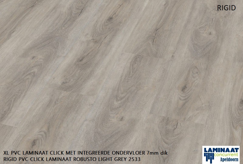 Pvc click 7mm dik Robusto Light Grey 2533 met integreerde ondervloer - Afbeelding 2