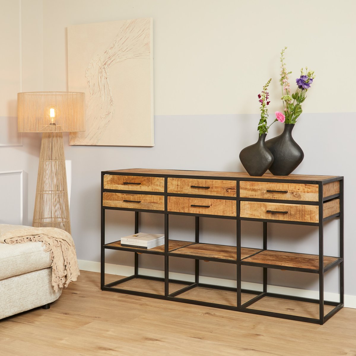 Starfurn Dressoir Denver 160 cm | Mangohout en metaal