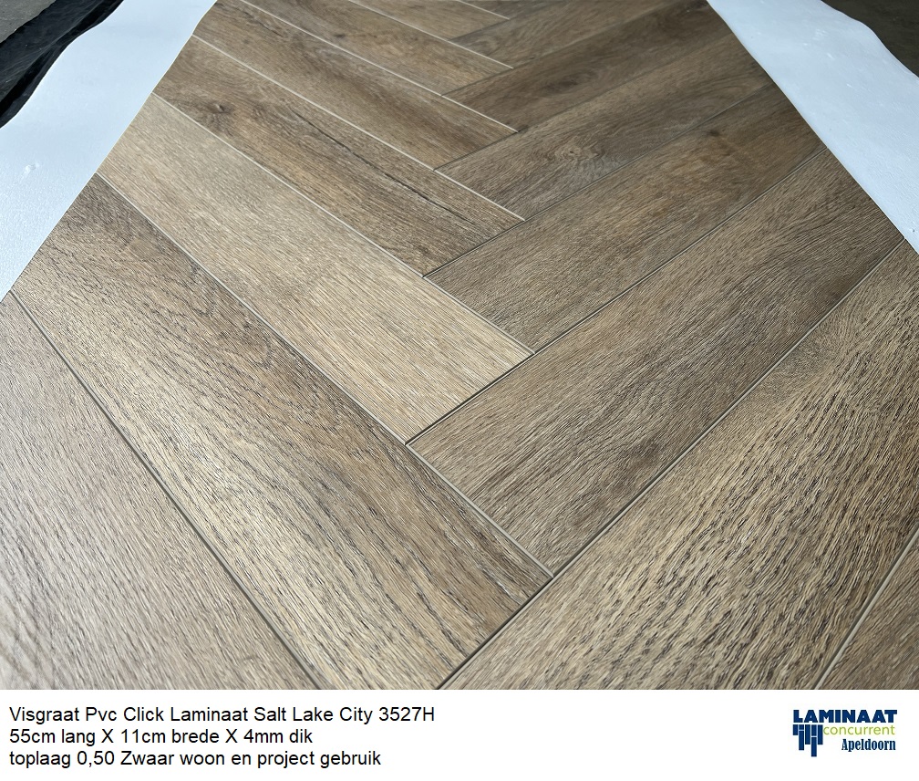 50,33m2 Visgraat Pvc click Bruin Eiken Salt Lake 32pak : €1195 - Afbeelding 9