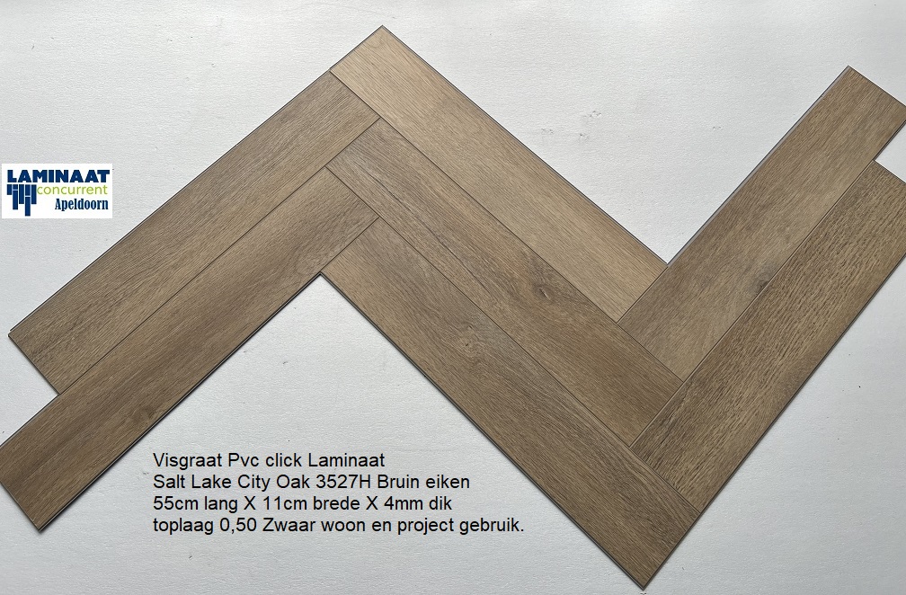 50,33m2 Visgraat Pvc click Bruin Eiken Salt Lake 32pak : €1195 - Afbeelding 4
