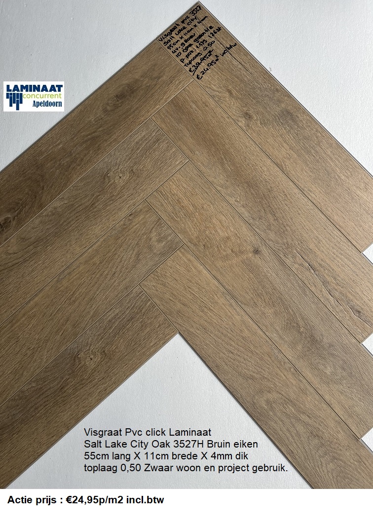 50,33m2 Visgraat Pvc click Bruin Eiken Salt Lake 32pak : €1195 - Afbeelding 7