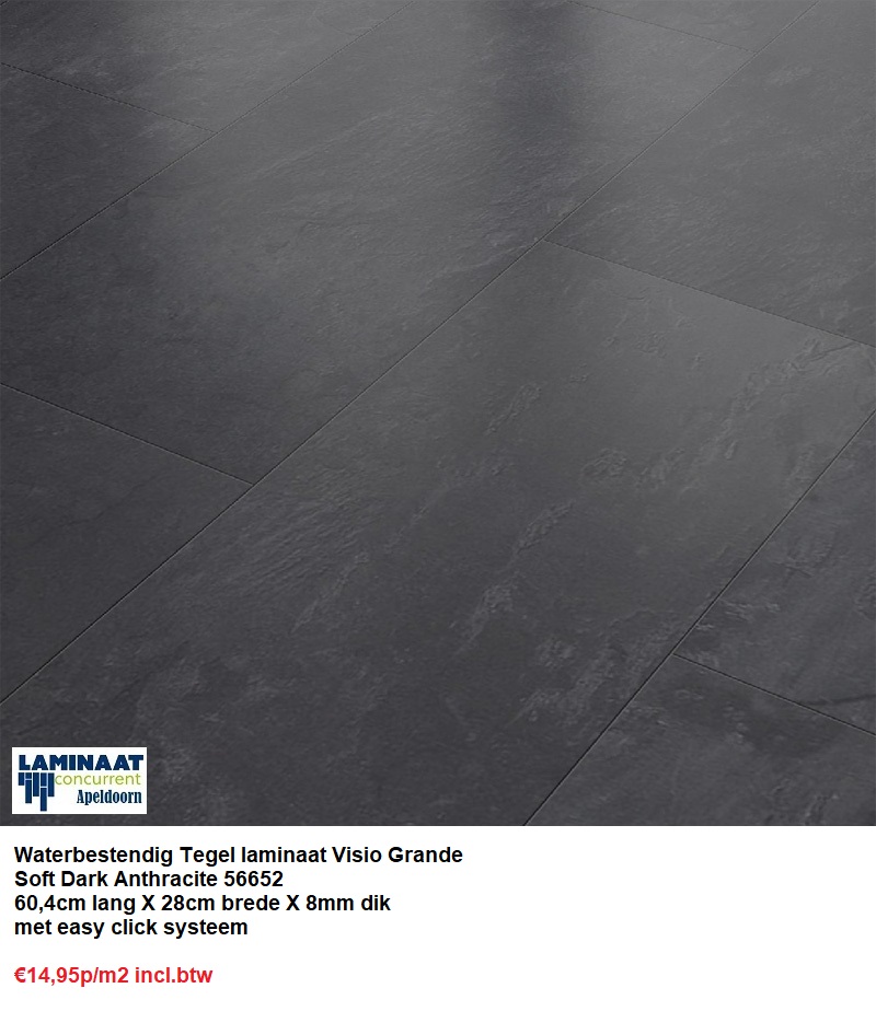 Waterbestendig Tegel Laminaat Soft Dark Anthracite 56652 €14,95p/m2 - Afbeelding 5