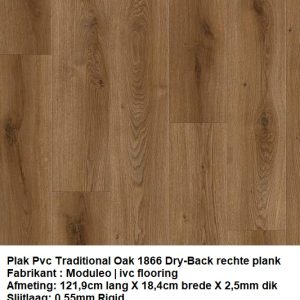Plak Pvc Traditional Oak Bruin Dry-Back rechte plank €14,95m2