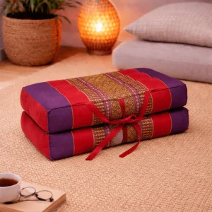 Draagbaar meditatiekussen rood-paars