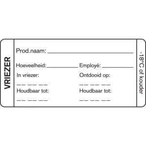 Schrijfbare Stickers Vriezer – rol met 250 stickers